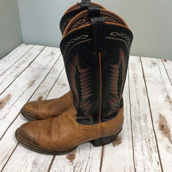 Tony Lama Cowboy Boots Size 10.5 mens Leather Western - Picture 8 of 17